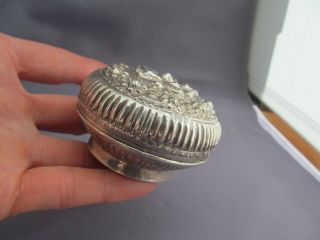ANTIQUE VINTAGE ART DECO STERLING FLOWER TRINKET PILL JEWELRY BOX CONTAINER 45g 7