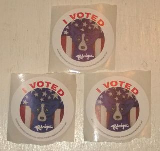 3 Blue Dog I Voted 2016 Election Stickers George Rodrigue Art Louisiana