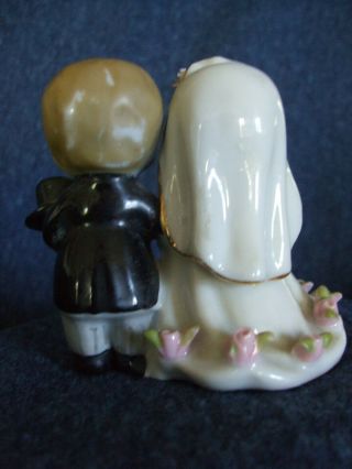 Vintage George Lefton bride & groom cake topper/figurine,  bell,  signed porcelain 5