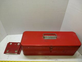 Vintage LARGE Tractor Mounting Equipment Tool Box Lockable Allis Chalmbers Red 2