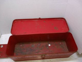 Vintage LARGE Tractor Mounting Equipment Tool Box Lockable Allis Chalmbers Red 3