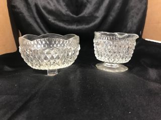 2 Vintage Cut Glass Diamond Point Pattern Candy Nut Bowls Footed And Pedestal