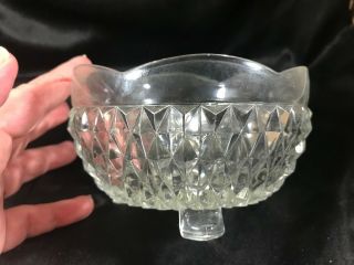 2 Vintage Cut Glass Diamond Point Pattern Candy Nut Bowls Footed and Pedestal 2