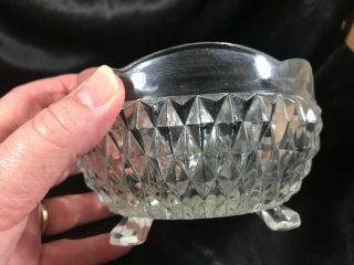 2 Vintage Cut Glass Diamond Point Pattern Candy Nut Bowls Footed and Pedestal 3