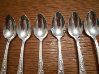 8 National Silver Co 1937 ROSE & LEAF Pattern Demitasse Spoons Silverplate 2