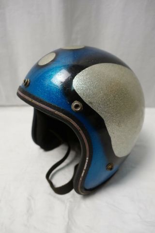 Vintage 70’s Metalflake Glitter Circle Pattern Motorcycle Riding Racing Helmet