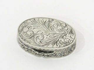 1.  5 In - European Silver Gilt Interior Peruzzi Florence Antique Floral Pill Case