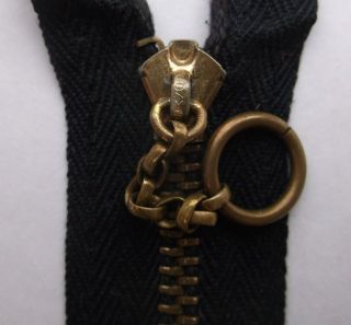 Antique Vintage Conmar Brass Metal Teeth Zipper Chain Length Pull Usa 12