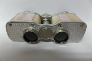 2 Antique Prismatic Opera Glasses Binoculars Pearl & Patterned Aluminum 3 1/2x 5