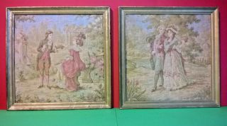 Vintage French Framed Embroidery / Tapestry Pictures Georgian Style R906
