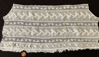 Vintage Panel Machine Valenciennes Bobbin Lace With White Embroidery Sew Craft
