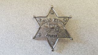 Vintage Wells Fargo Agent Star Badge Pin Silver - Tone Souvenir 2.  5 " 2