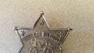 Vintage Wells Fargo Agent Star Badge Pin Silver - Tone Souvenir 2.  5 