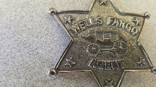 Vintage Wells Fargo Agent Star Badge Pin Silver - Tone Souvenir 2.  5 