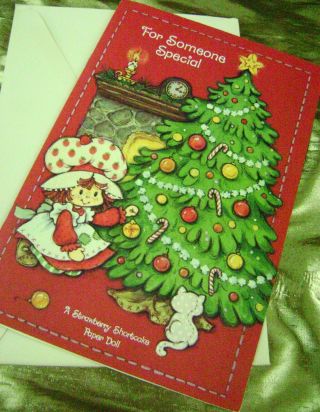 Vtg Paper Doll Greeting Card 1984 Strawberry Shortcake Am Greetings Xmas Large
