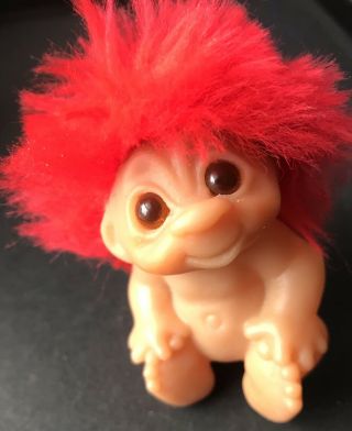 1985 Sitting Baby - 3 " Dam Norfin Troll Doll - Red Hair