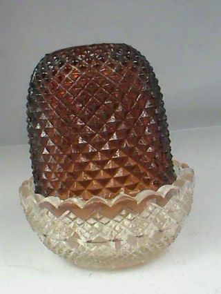 Antique Samuel Clarke Pyramid Fairy Lamp Amber & Clear Dome Diamond Pattern L@@k