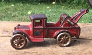 Antique Arcade Cast Iron Fire Tow Truck Toy Car Collectable 6”