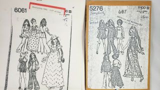 Vintage COPIES 1972 - 73 Doll Dress Patterns 6061 Crissy 5276 Velvet 15.  5 
