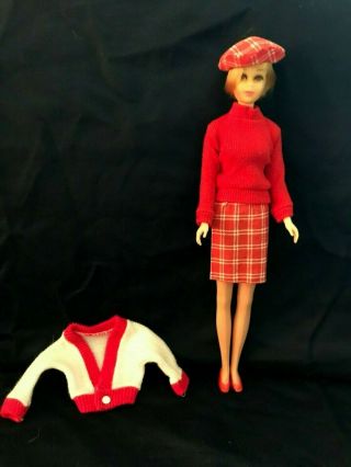 1974 Barbie Sweet 16,  Htf Sears Exclusive Red Plaid Skirt,  Skipper Best Buy Hat