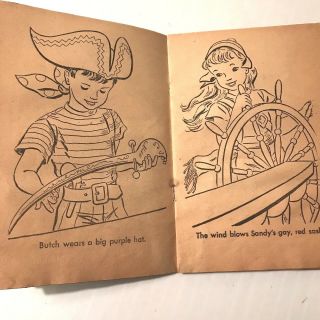 1953 Vintage Coloring Book,  Jolly Roger,  Pirates,  Ephemeral,  Children ' s Book 3