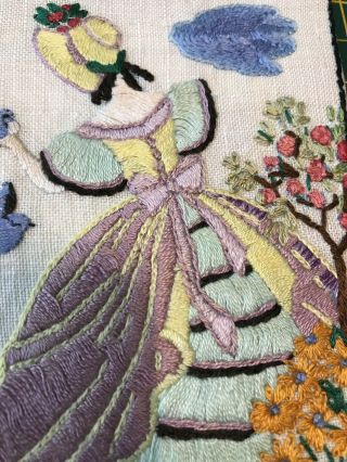 vintage hand embroidered Crinoline Lady small Panel 2