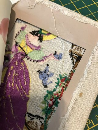 vintage hand embroidered Crinoline Lady small Panel 3