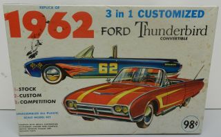 1962 Ford T Bird Thunderbird Stock Custom Race Nascar 62 98 Palmer Model Kit Box