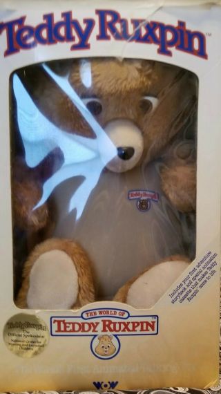 1985 Vintage Teddy Ruxpin Worlds Of Wonder Talking Bear,  Tapes And Books