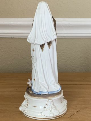 Antique Vintage Porcelain Bisque Statue Virgin Mary Madonna French France 9.  5 