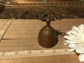 Antique Vintage Copper Hand Bell W/ Snake Handle 2 1/2  X2 1/8 "