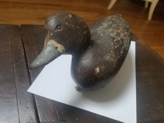 Antique Wooden Hand Carved Duck Decoy With Lead Weight - Nr