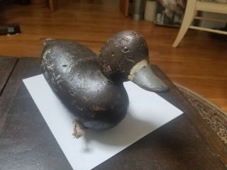 Antique Wooden Hand Carved Duck Decoy With Lead Weight - NR 4