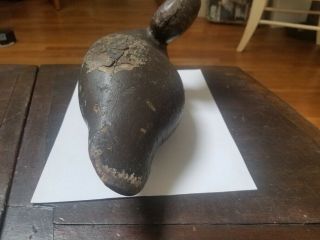 Antique Wooden Hand Carved Duck Decoy With Lead Weight - NR 5