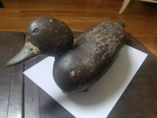 Antique Wooden Hand Carved Duck Decoy With Lead Weight - NR 6