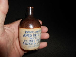 Antique Sample Stoneware Advertising Mini Jug Jones Bros & Garr Louisville Ky