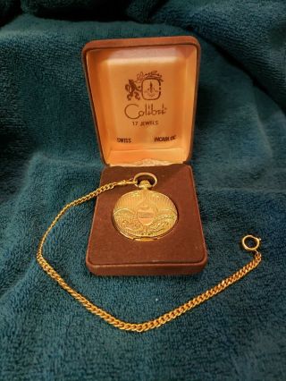 Vintage Colibri 17 Jewel Pocket Watch,  In Case,  With Documentation.  Not Engraved