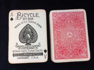 Bicycle 808 Model No.  1 Back C1895 Antique Vintage Playing Cards Deck Uspc 52/52