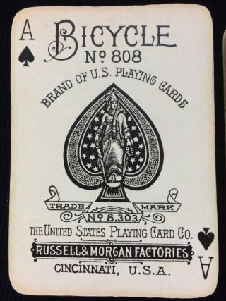 Bicycle 808 Model No.  1 back c1895 antique vintage playing cards deck USPC 52/52 2