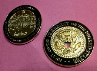 Donald Trump White House Black Ring Signed By Trump Challenge Coin