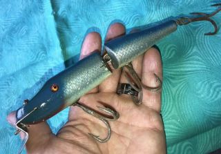 Vintage Antique 6.  25” Wood Creek Chub Husky Pikie Fishing Lure Tackle Glass Eyes