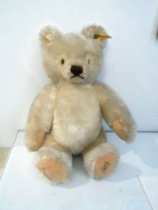 Vintage Steiff Jointed Teddy Bear 0203/36 Germany Signed.  Steiff 1983