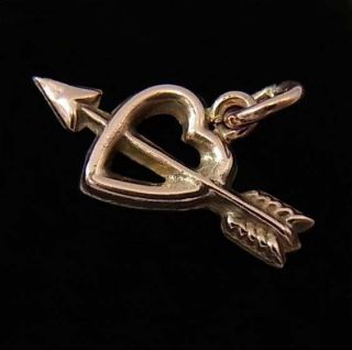 Antique / Vintage 9ct Rose Gold Heart & Arrow Charm