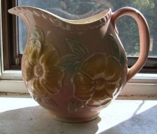Antique Hull Usa Sunglow Pitcher Art Pottery Jug Pink W Yellow Vintage Ewer 5 "
