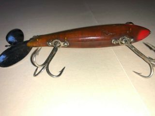 Vintage Heddon Dowagiac Spook Fishing Lure,  Perch Scale finish,  Glass Eyes 4