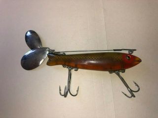 Vintage Heddon Dowagiac Spook Fishing Lure,  Perch Scale finish,  Glass Eyes 6