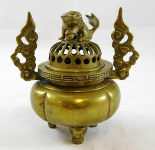 China Chinese Bronze Qing Dynasty Incense Burner With Lion On Top