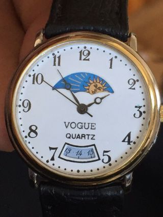 Vintage Men’s Quartz Move Wrist Watch “vogue” With Moon Phase