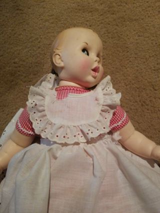 Vintage Gerber Baby Doll 17 Inch 1979 Red White Gingham Moving Flirty Eyes.