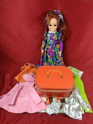 Vintage Ideal Crissy Grow Hair Doll W/ Clothes & Travel Case 70 